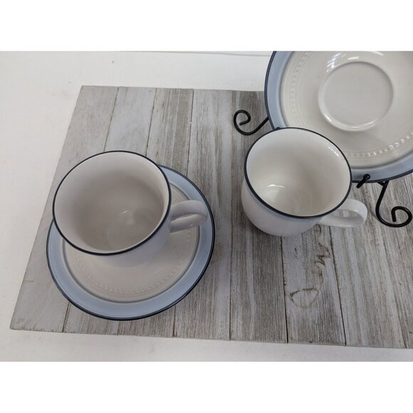 Vintage Johann Haviland Blue Bouquet Crowning Fashion Set 2 Teacups Saucers - Picture 4 of 11